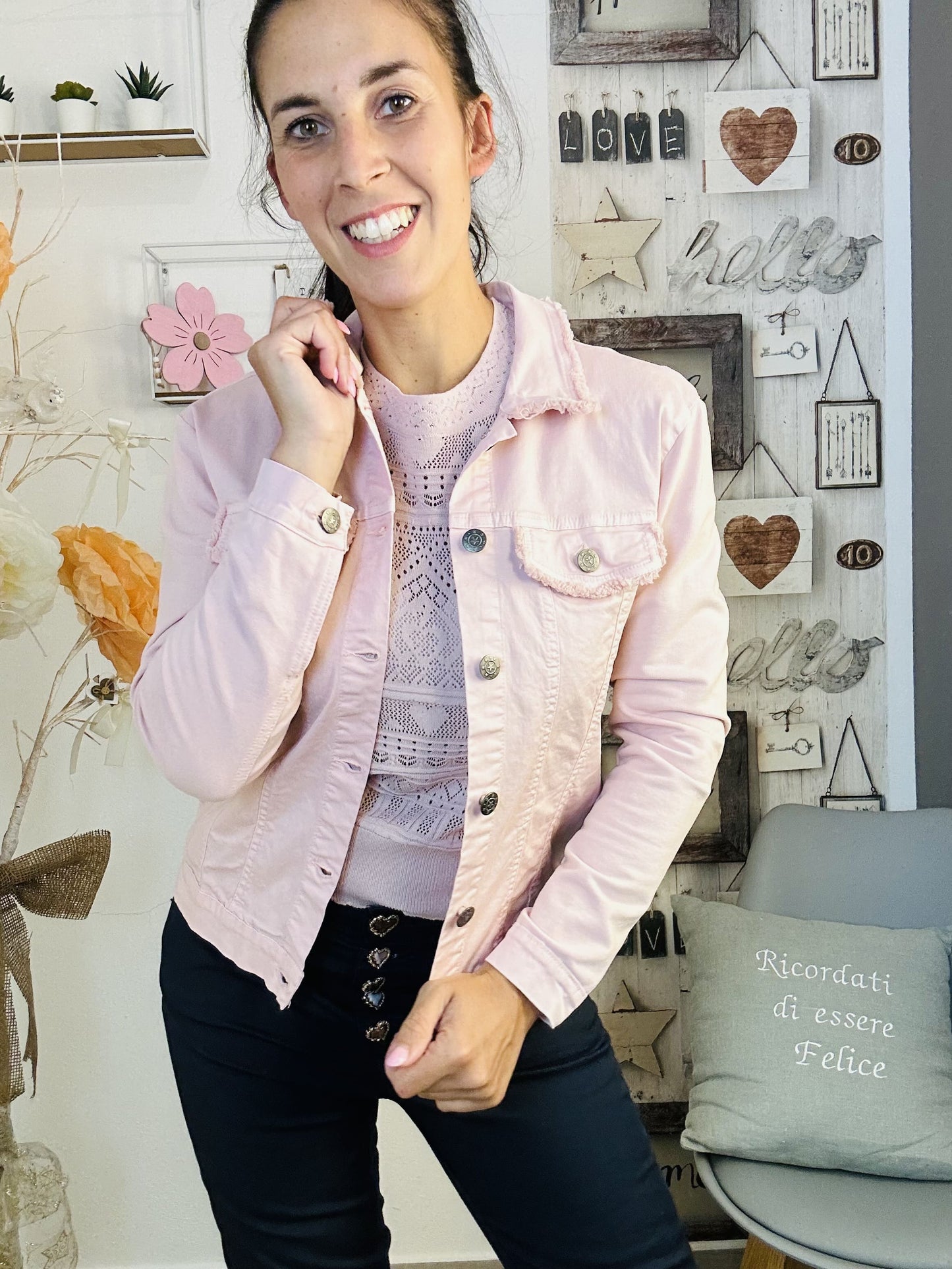 Giacca jeans cipria